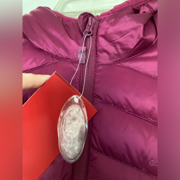 NWT Golden Camel Lightweight Packable Puffer Down Jacket w Hood- M Dark Magenta - Picture 2 of 9